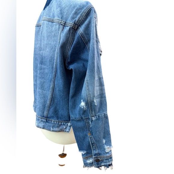 Hidden Jeans Cropped Denim Jacket Small Distressed Blue Trucker Cotton - Picture 8 of 11
